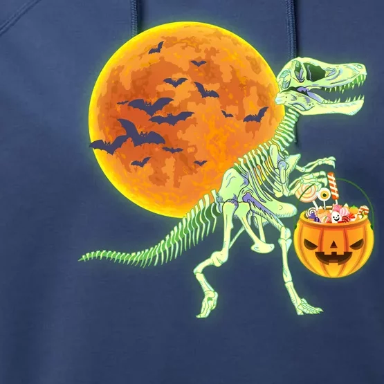 Full Moon T-Rex Dinosaur Skeleton Candy Performance Fleece Hoodie