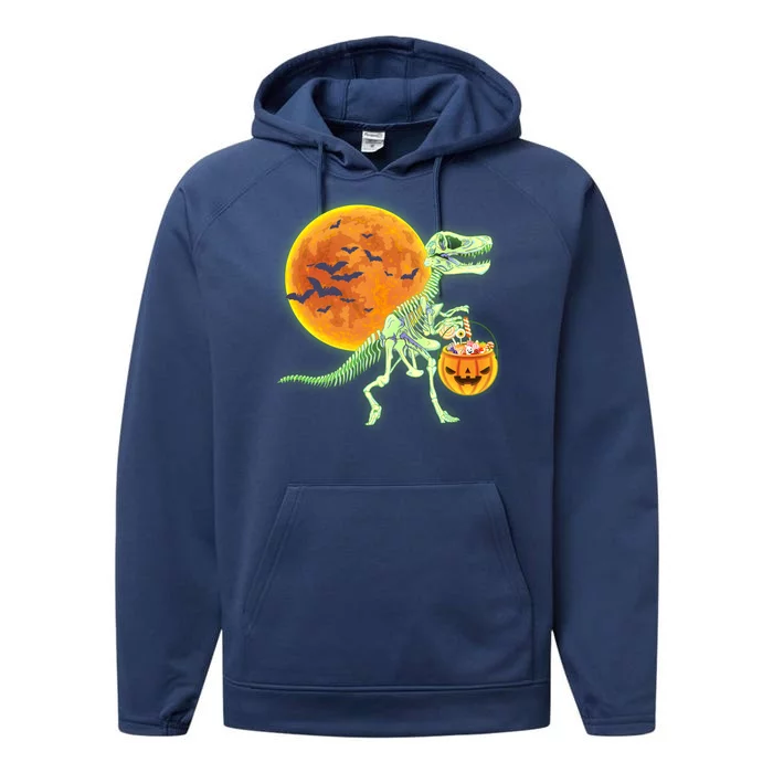 Full Moon T-Rex Dinosaur Skeleton Candy Performance Fleece Hoodie