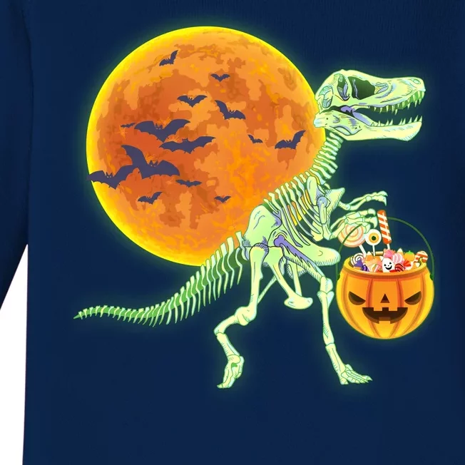 Full Moon T-Rex Dinosaur Skeleton Candy Baby Long Sleeve Bodysuit