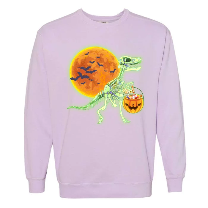 Full Moon T-Rex Dinosaur Skeleton Candy Garment-Dyed Sweatshirt