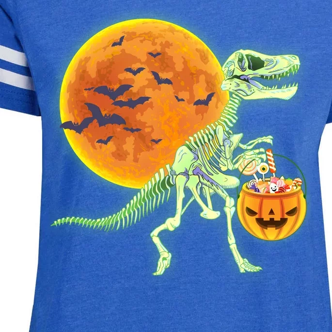 Full Moon T-Rex Dinosaur Skeleton Candy Enza Ladies Jersey Football T-Shirt