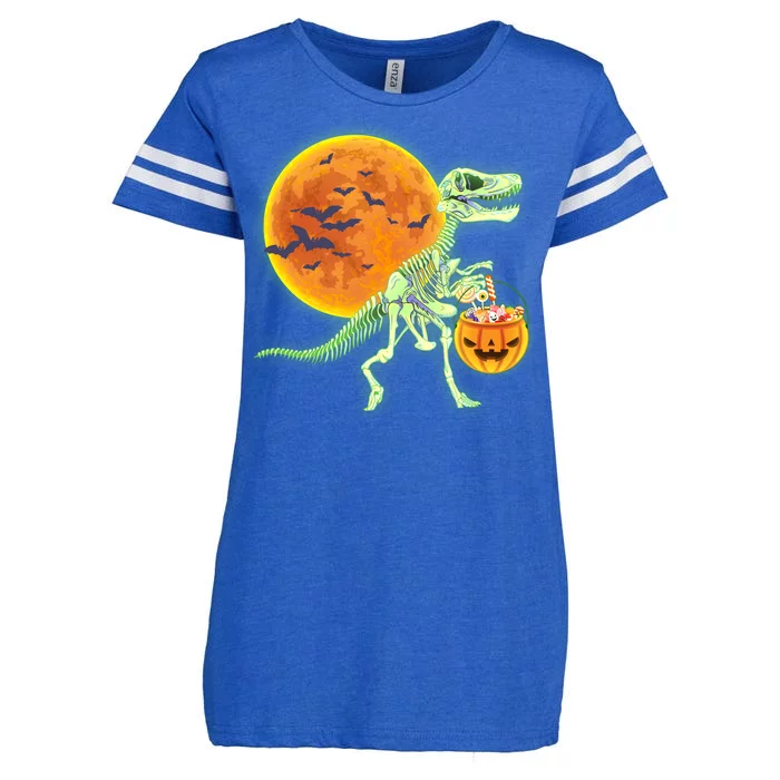 Full Moon T-Rex Dinosaur Skeleton Candy Enza Ladies Jersey Football T-Shirt