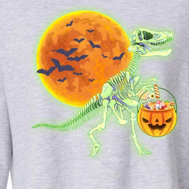 Full Moon T-Rex Dinosaur Skeleton Candy Cropped Pullover Crew