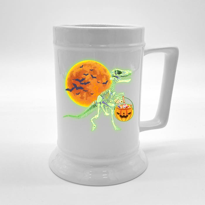 Full Moon T-Rex Dinosaur Skeleton Candy Front & Back Beer Stein