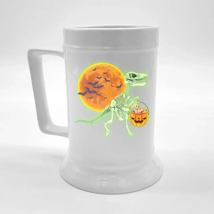 Full Moon T-Rex Dinosaur Skeleton Candy Front & Back Beer Stein