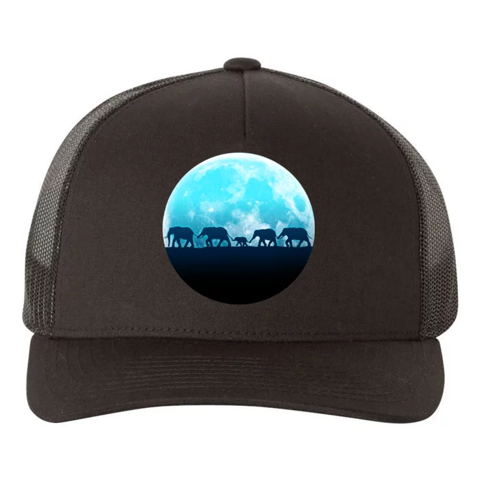 Full Moon With Elephant Family Yupoong Adult 5-Panel Trucker Hat