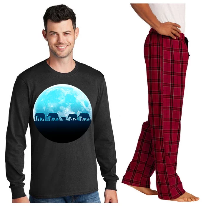 Full Moon With Elephant Family Long Sleeve Pajama Set