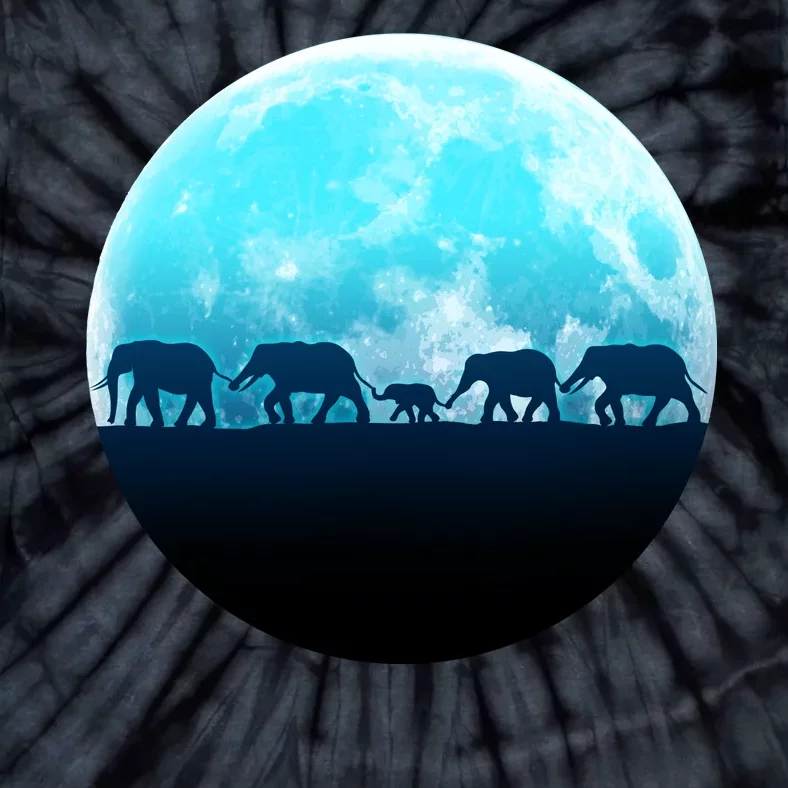 Full Moon With Elephant Family Tie-Dye T-Shirt