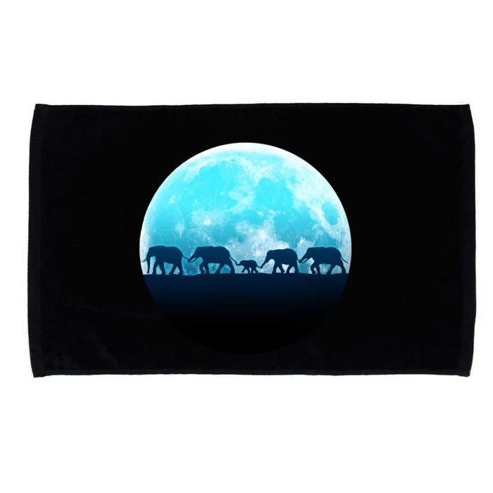 Full Moon With Elephant Family Microfiber Hand Towel