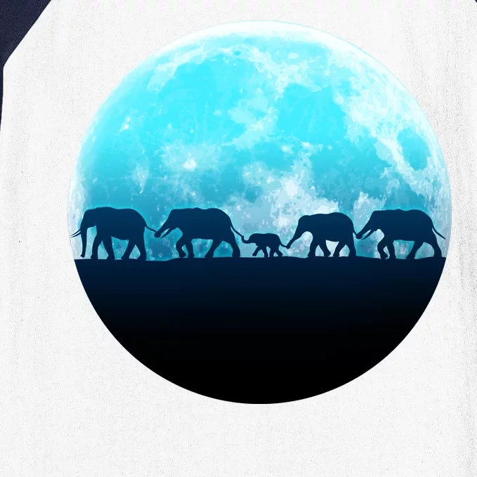 Full Moon With Elephant Family Baseball Sleeve Shirt