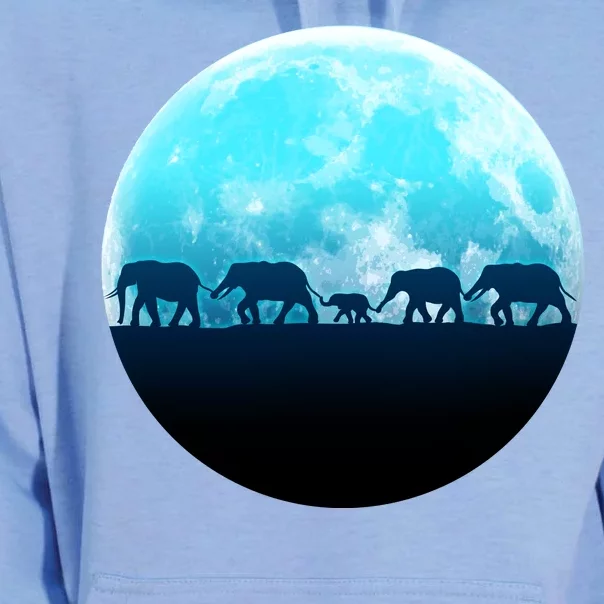 Full Moon With Elephant Family Unisex Surf Hoodie