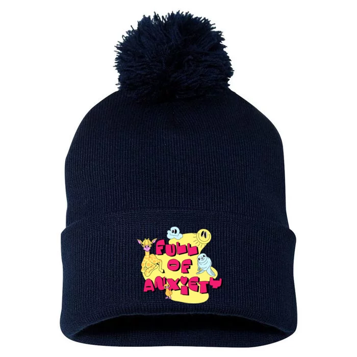 Full Of Anxiety Pom Pom 12in Knit Beanie