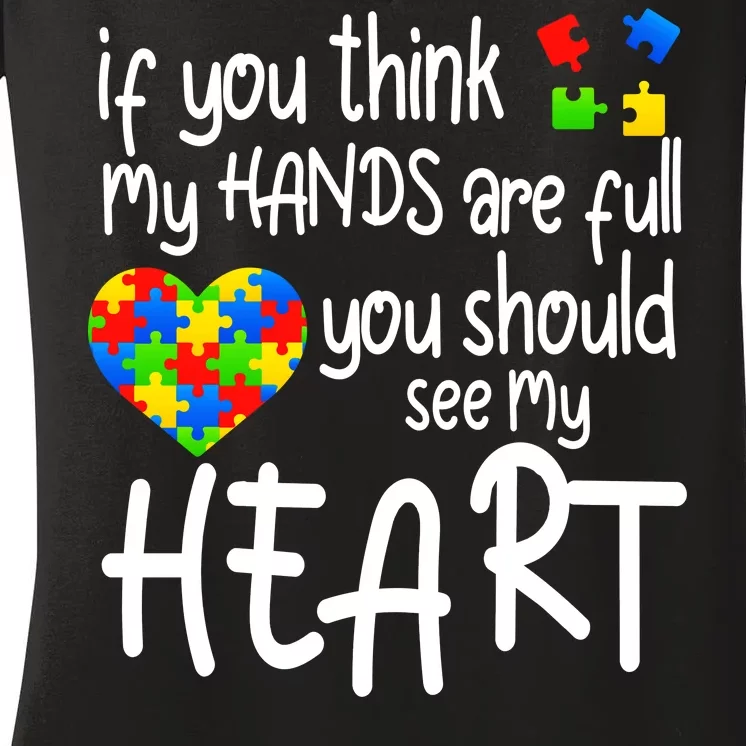 Full Of Heart Autism Parent Women's V-Neck T-Shirt