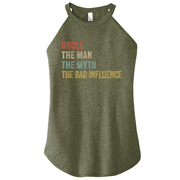 Funny Uncle Man Myth Bad Influence Shirt Retro Vintage Women’s Perfect Tri Rocker Tank