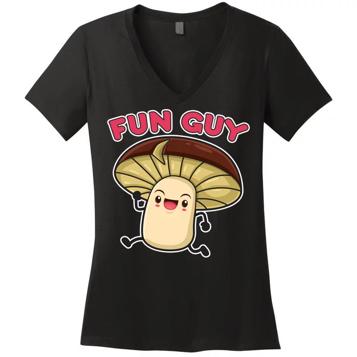 Fun Guy Fungi Mushroom Women's V-Neck T-Shirt