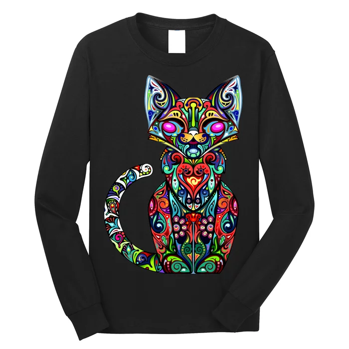 Fun Trippy Cat Long Sleeve Shirt