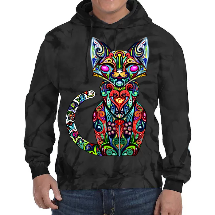 Fun Trippy Cat Tie Dye Hoodie