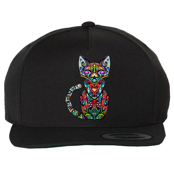 Fun Trippy Cat Wool Snapback Cap