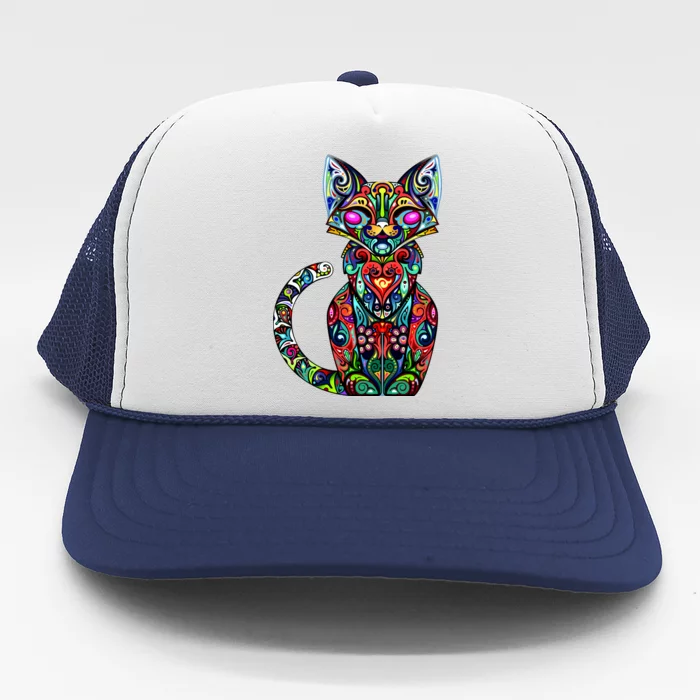 Fun Trippy Cat Trucker Hat