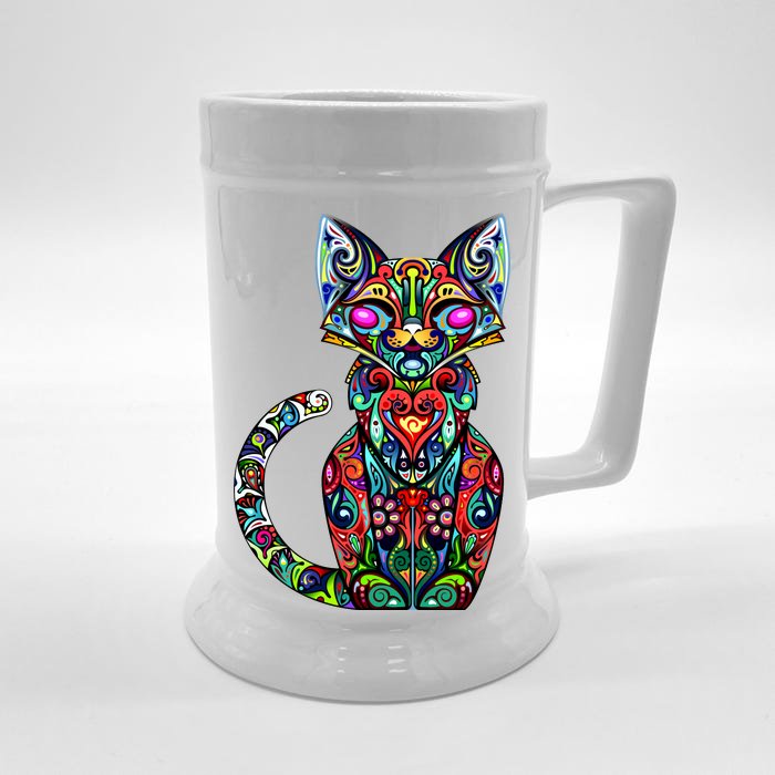 Fun Trippy Cat Front & Back Beer Stein