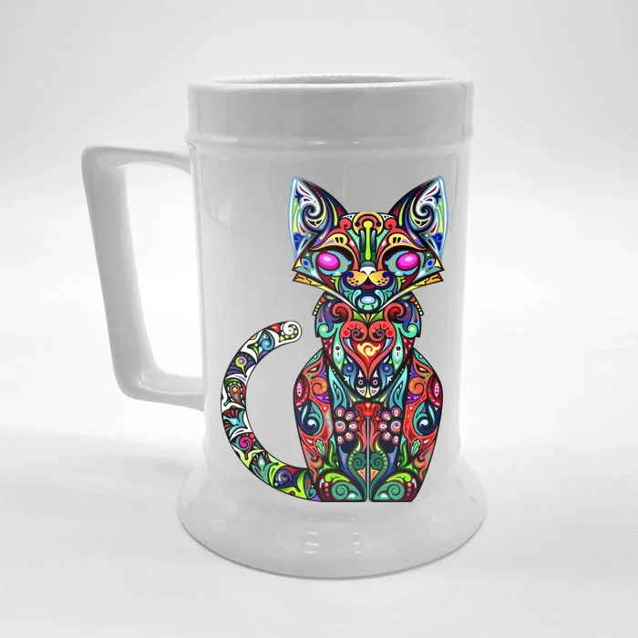 Fun Trippy Cat Front & Back Beer Stein