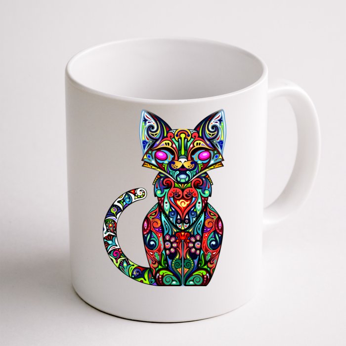 Fun Trippy Cat Front & Back Coffee Mug