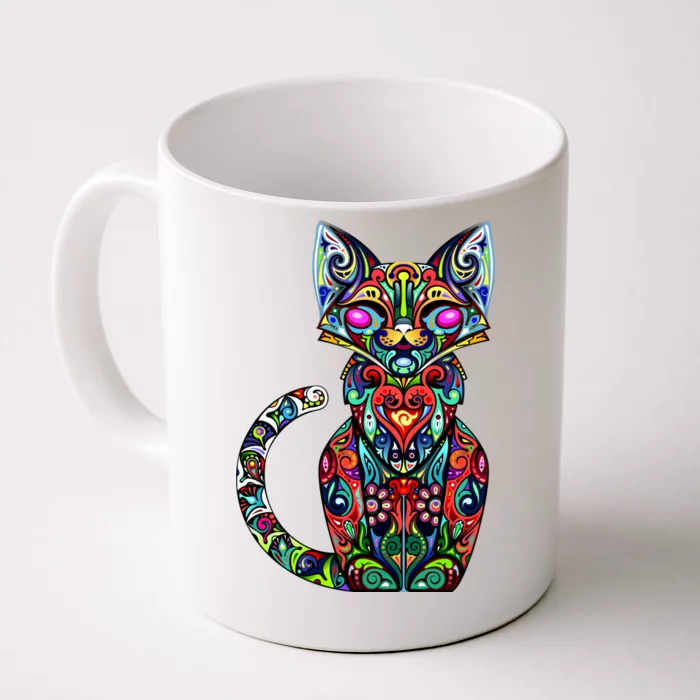 Fun Trippy Cat Front & Back Coffee Mug