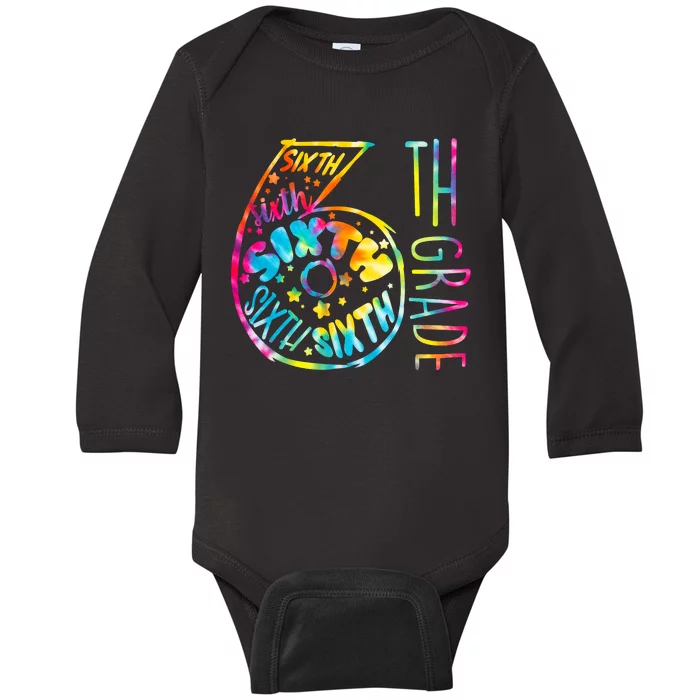 Fun Tye Dyed Sixth 6th Grade Baby Long Sleeve Bodysuit