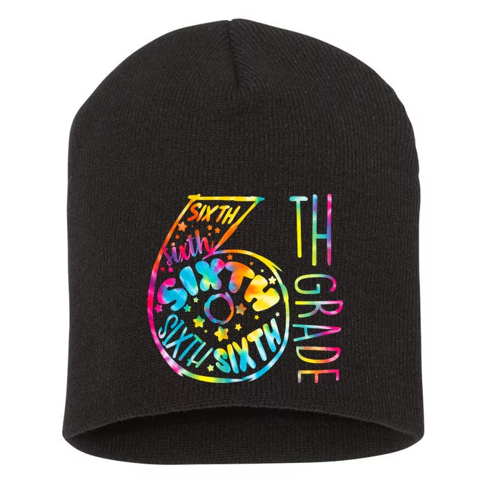 Fun Tye Dyed Sixth 6th Grade Short Acrylic Beanie