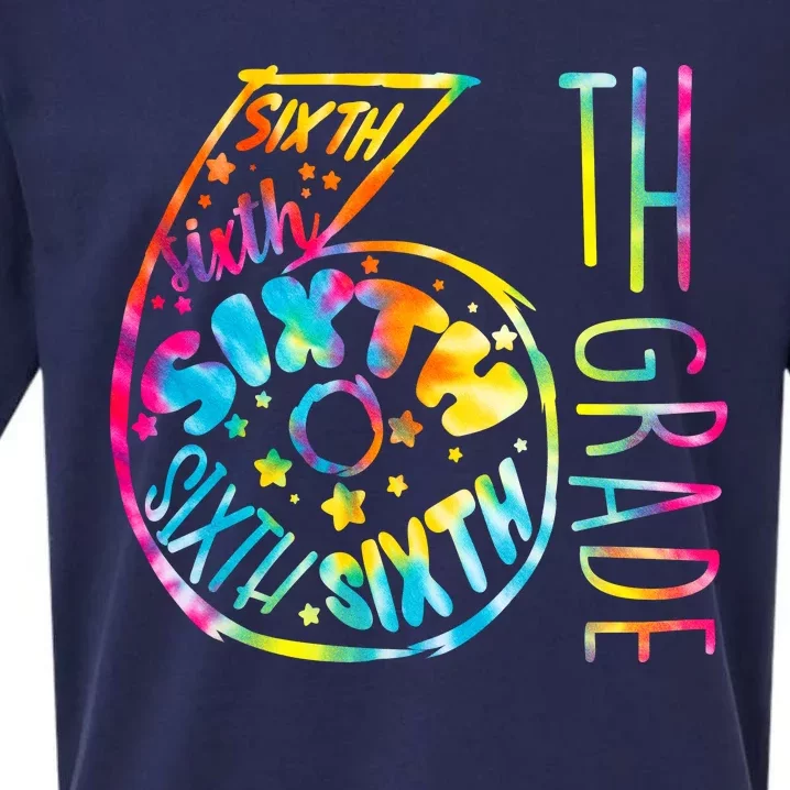 Fun Tye Dyed Sixth 6th Grade Sueded Cloud Jersey T-Shirt