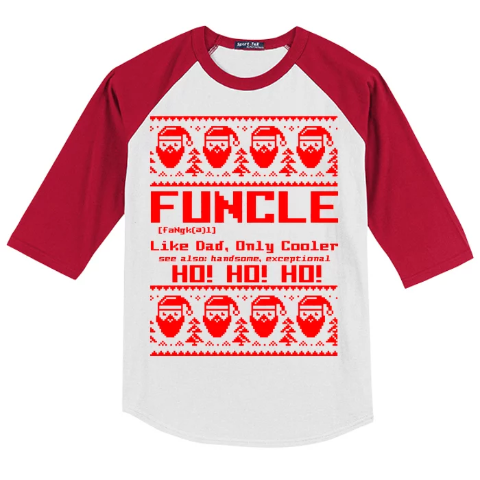 Funcle Like Dad Only Cooler Ugly Christmas Kids Colorblock Raglan Jersey