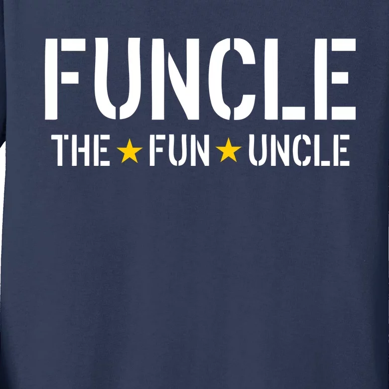 Funcle The Fun Uncle Army Stars Kids Long Sleeve Shirt