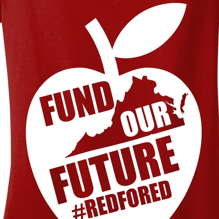 Fund Our Future Red for Ed Virginia Women's V-Neck T-Shirt