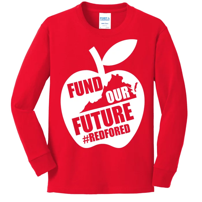 Fund Our Future Red for Ed Virginia Kids Long Sleeve Shirt