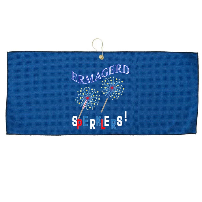 Funny 4th of July Ermagerd Sparklers Large Microfiber Waffle Golf Towel