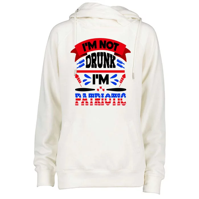 Funny 4th of July Not Drunk Patriotic Womens Funnel Neck Pullover Hood