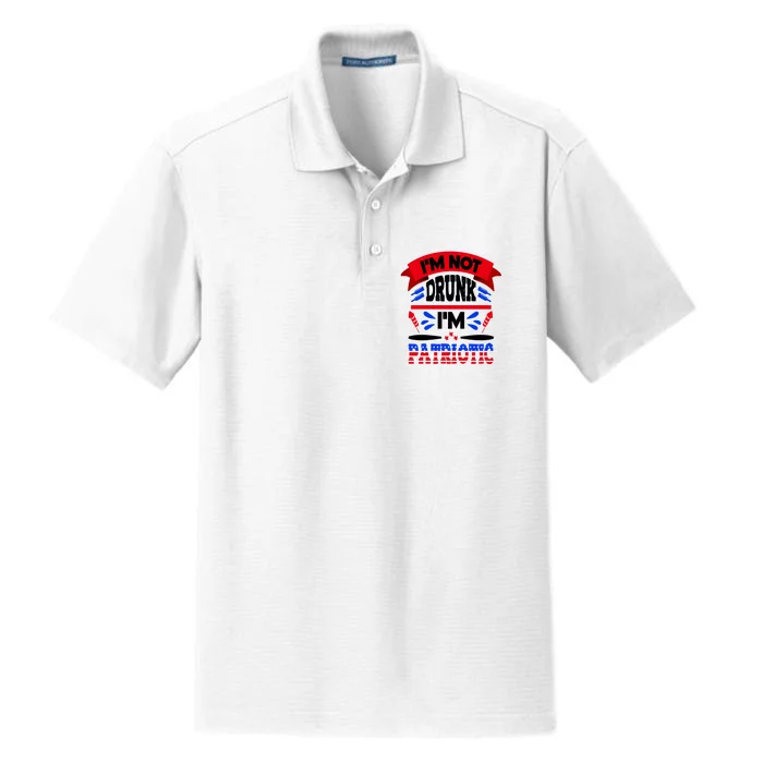 Funny 4th of July Not Drunk Patriotic Dry Zone Grid Performance Polo