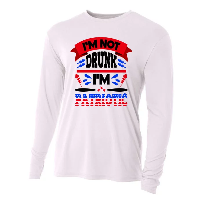 Funny 4th of July Not Drunk Patriotic Cooling Performance Long Sleeve Crew