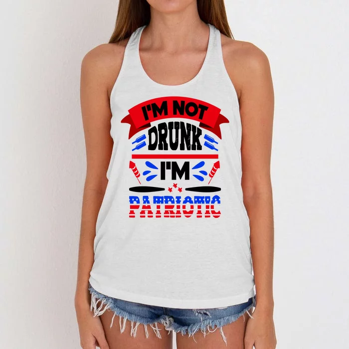 Funny 4th of July Not Drunk Patriotic Women's Knotted Racerback Tank