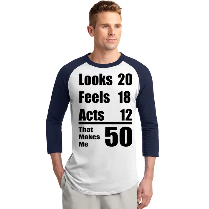 Funny 50th Birthday Fifty Years Baseball Sleeve Shirt