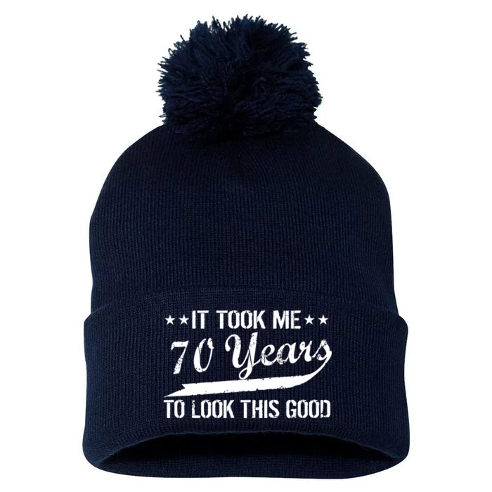 Funny 70th Birthday Look This Good Pom Pom 12in Knit Beanie