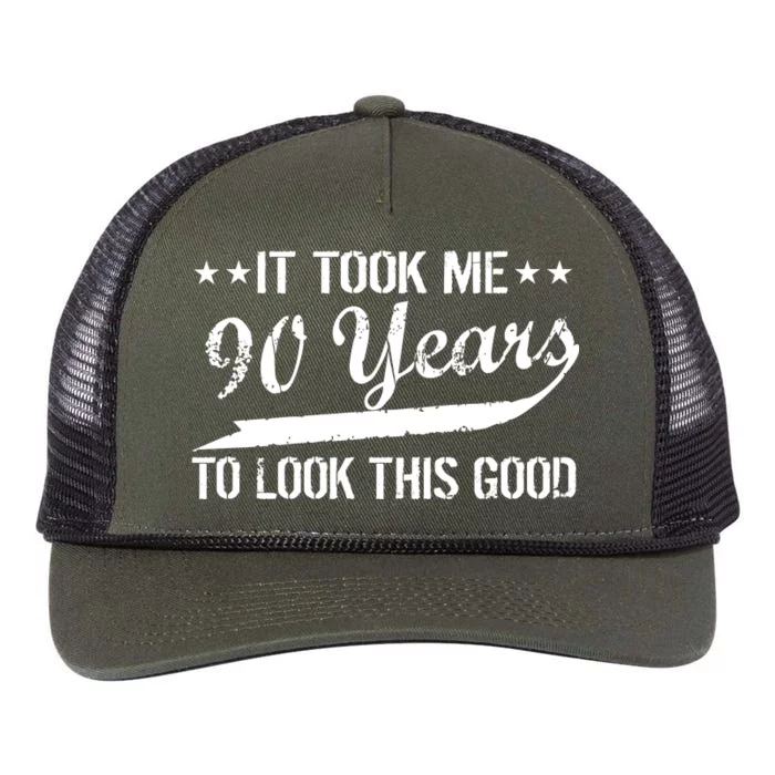 Funny 90th Birthday: It Took Me 90 Years To Look This Good Retro Rope Trucker Hat Cap