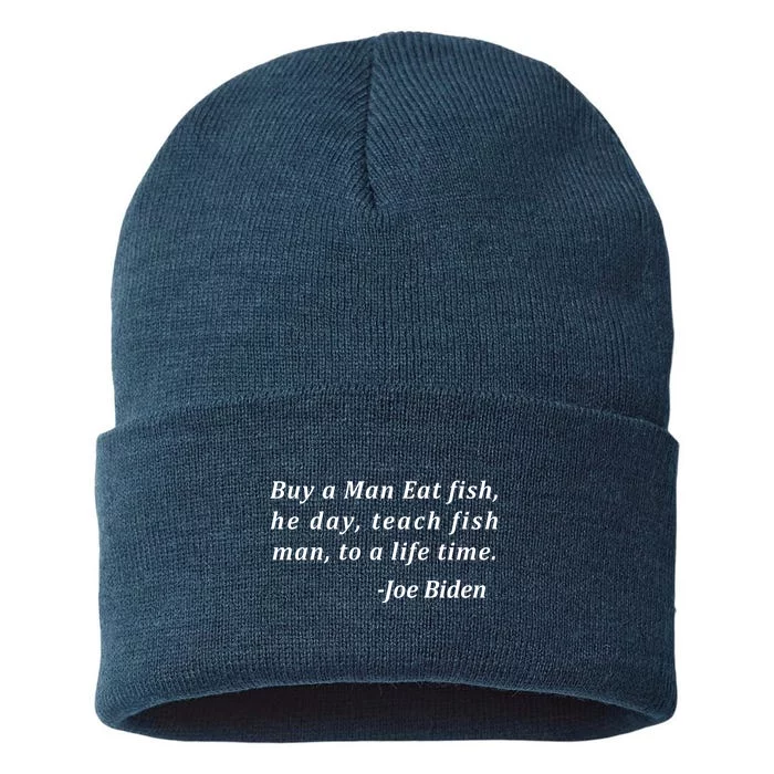 Funny Anti Joe Biden Quote Stumbles His Words Sustainable Knit Beanie