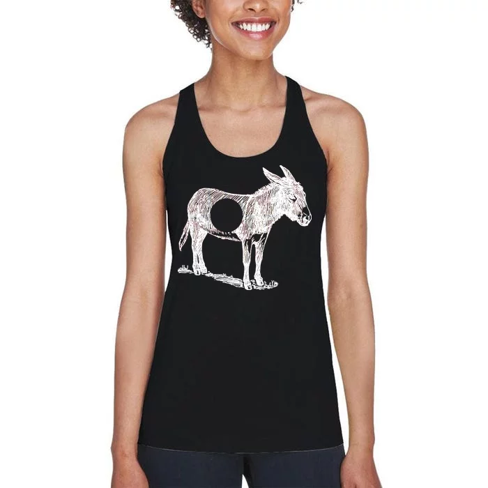 Funny Asshole Donkey Women's Racerback Tank