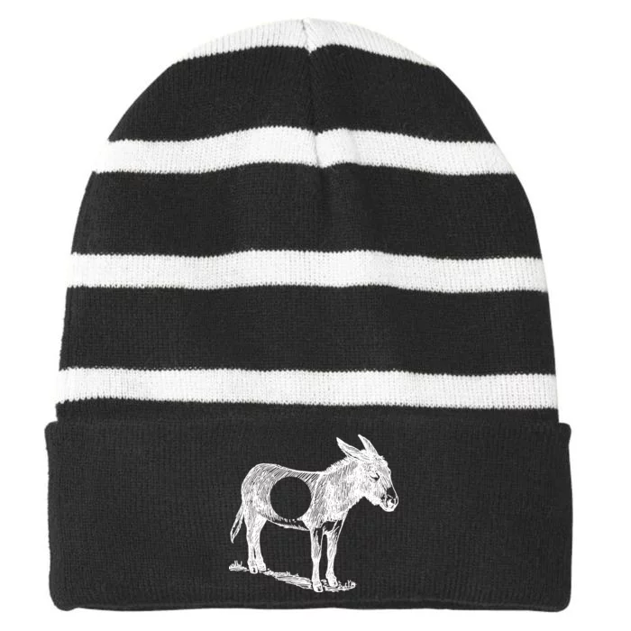 Funny Asshole Donkey Striped Beanie with Solid Band