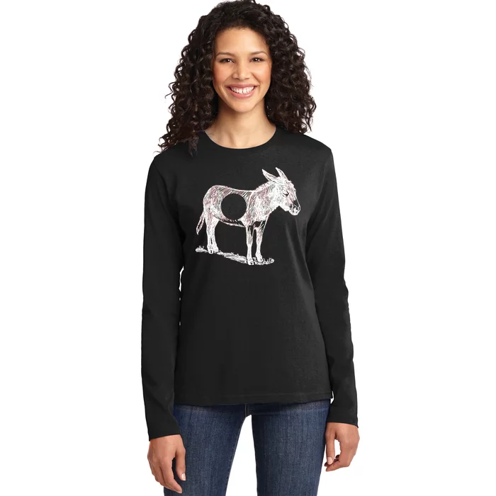 Funny Asshole Donkey Ladies Long Sleeve Shirt