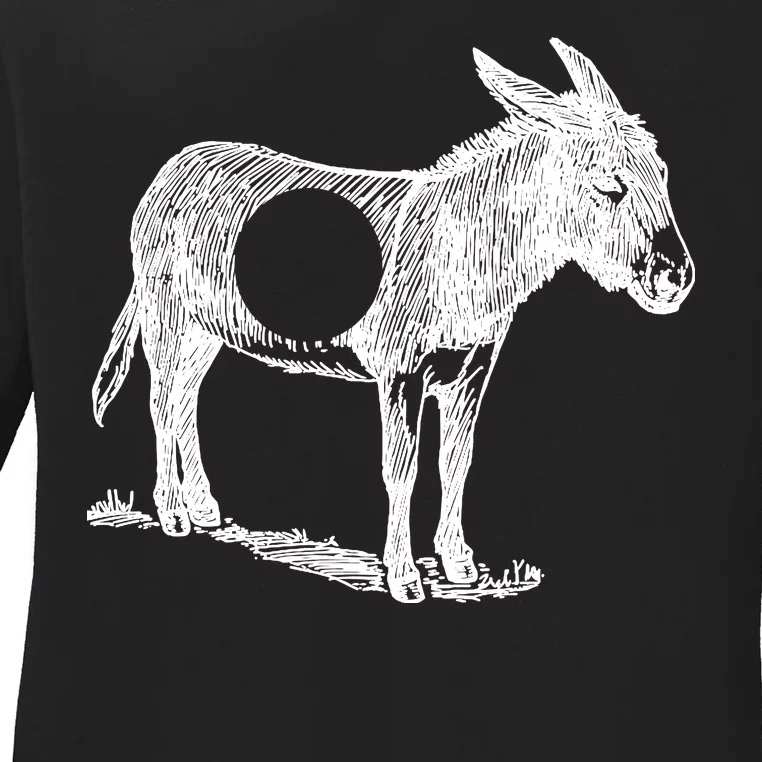 Funny Asshole Donkey Ladies Long Sleeve Shirt