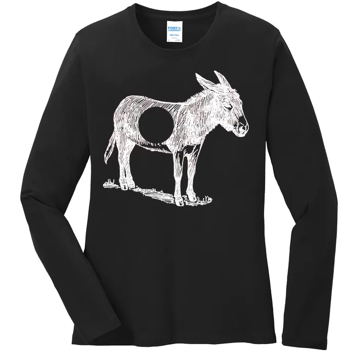 Funny Asshole Donkey Ladies Long Sleeve Shirt