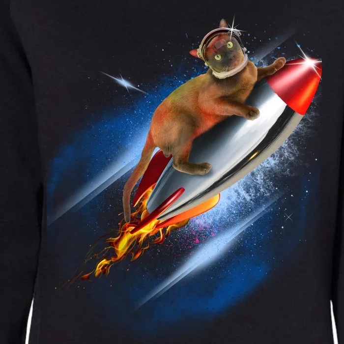 Funny Astronaut Cat Blasting Off In Space Womens California Wash Sweatshirt