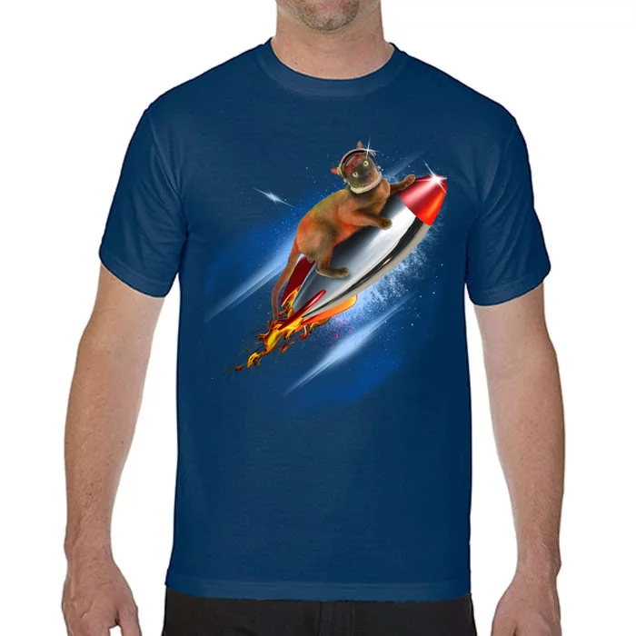 Funny Astronaut Cat Blasting Off In Space Comfort Colors T-Shirt